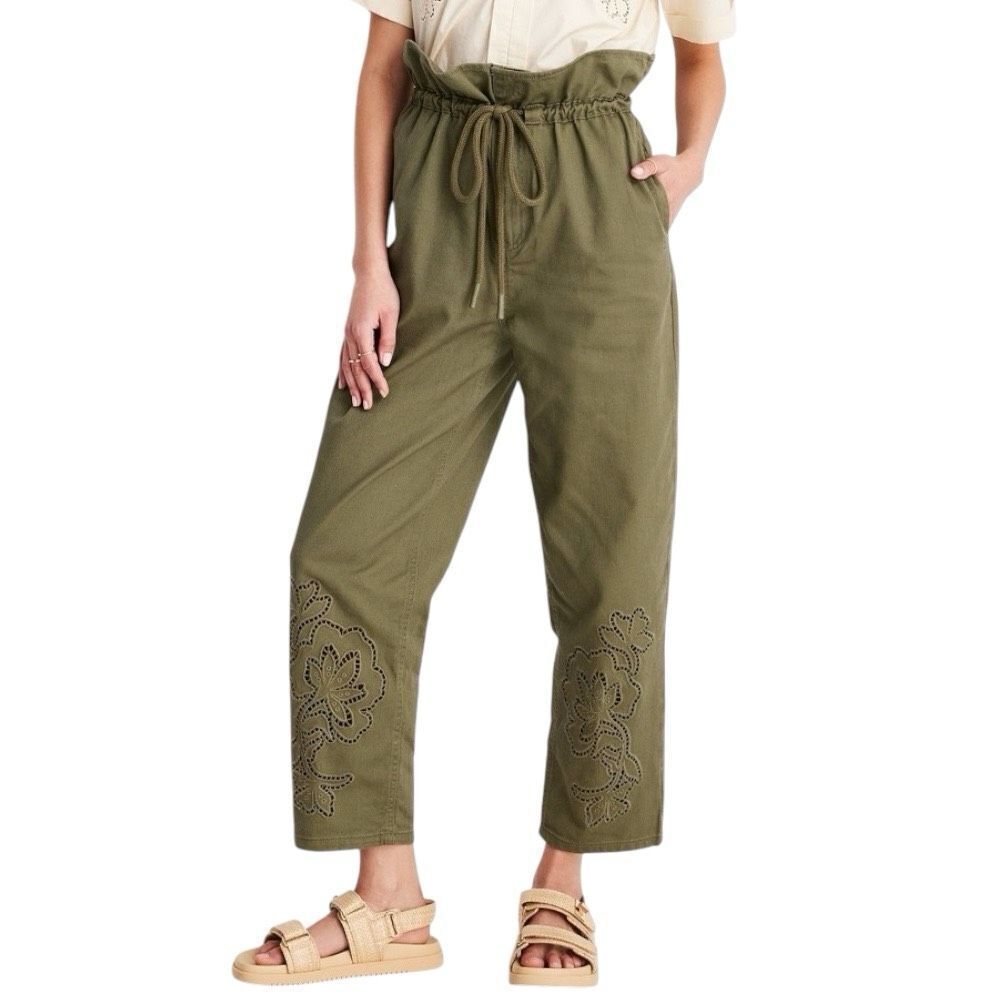 NEW Future Collective Jenny K Lopez High-Waisted‎ Eyelet Pants 4
